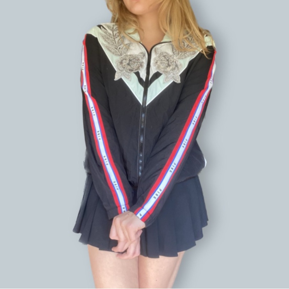 DONATED VS PINK Mint Blue and Black Sequin Windbreaker Coat